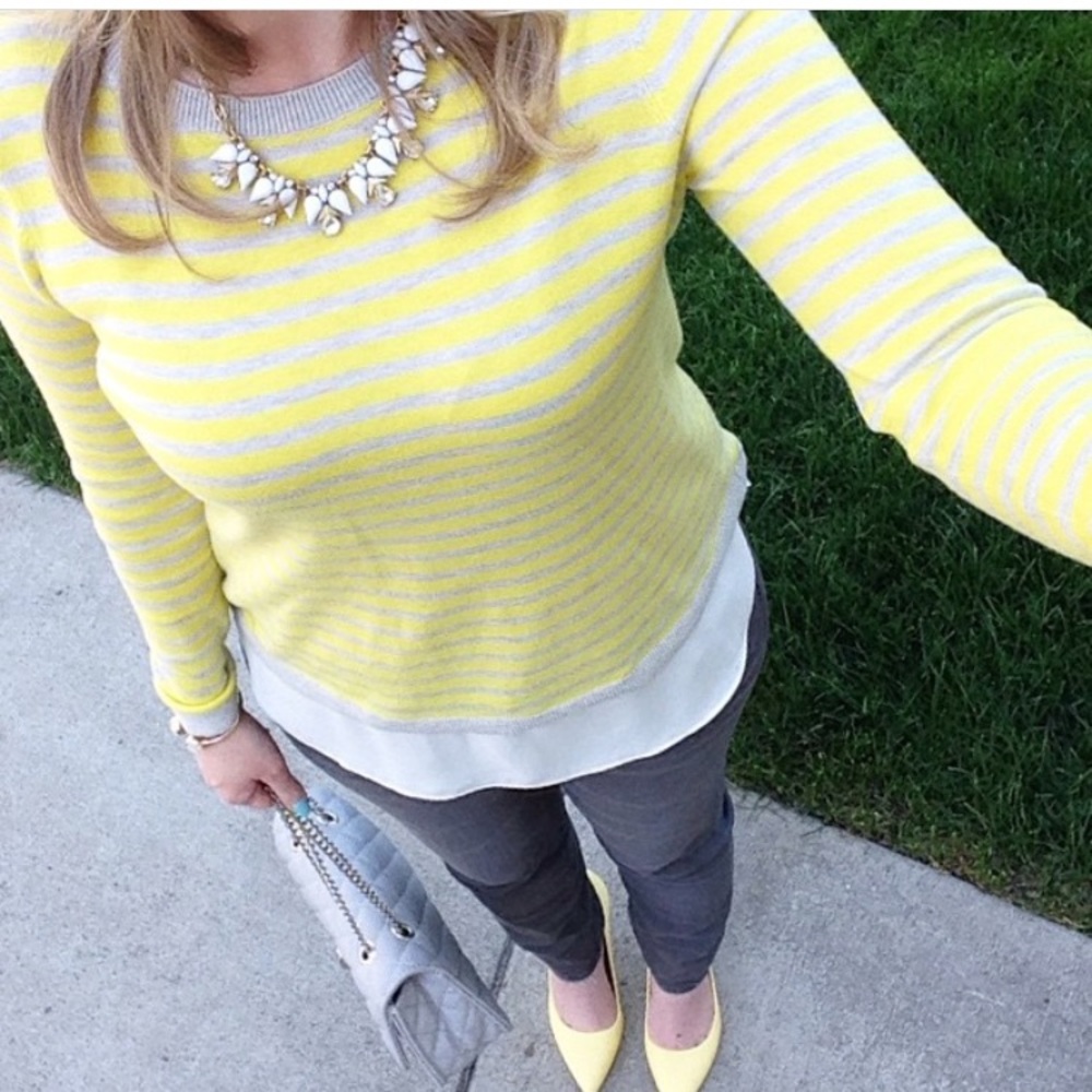 Loft XS sweater with chiffon hem